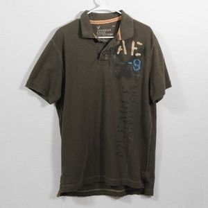 American Eagle Green Polo With Front Graphics Men's XL